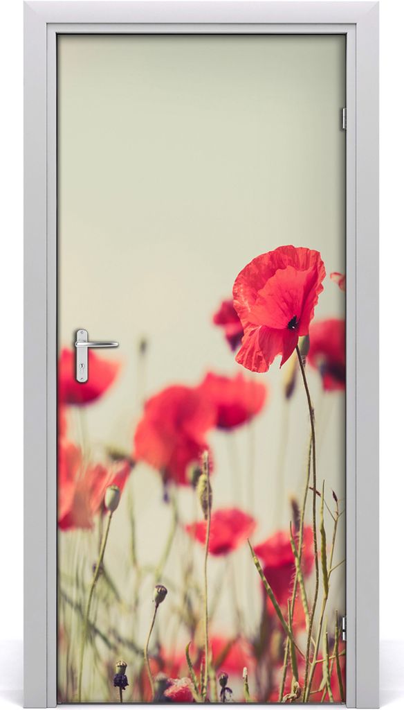 Tulup Türaufkleber 95x205 cm Dekorative Aufkleber Selbstklebend Wasserdichte Tapete Abnehmbar Schlafzimmer Wohnzimmer Wohnkultur - Wildblumen Mohn...