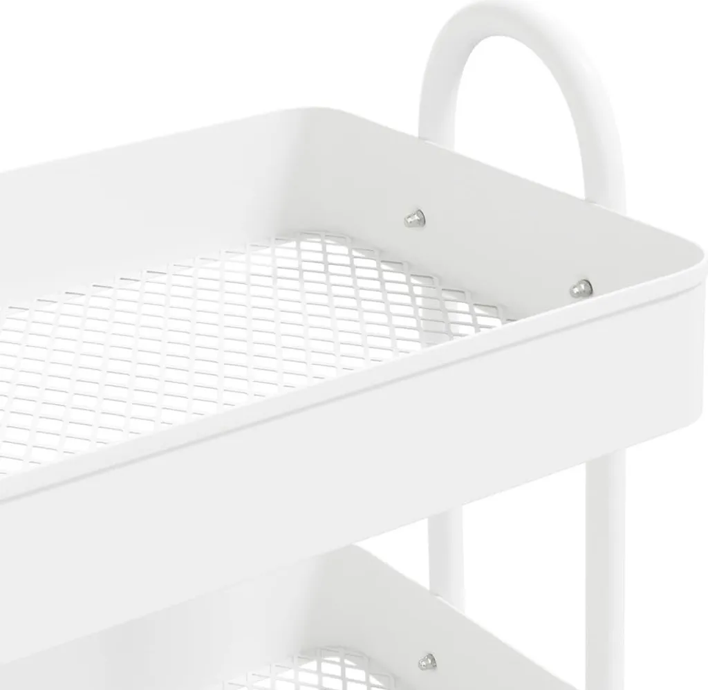 Chariot de rangement 3 niveaux en acier blanc 43x34x79 cm ultra stable