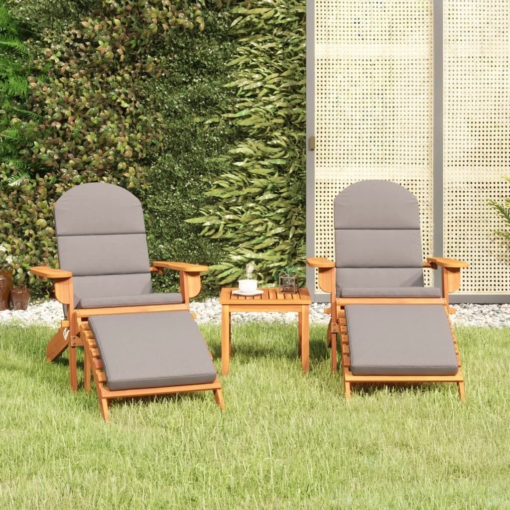 The Living Store 3-tlg. Garten-Lounge-Set Adirondack Massivholz Akazie