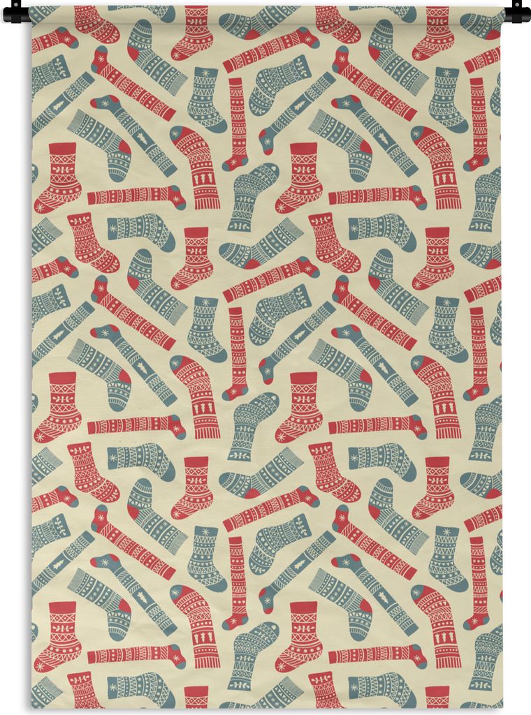 MuchoWow Wandteppich Wandbehang Weihnachten - Socken - Schnittmuster 120x180 cm Tapisserie Dekoration Wandtuch - Schlafzimmer - Dekorationen für...
