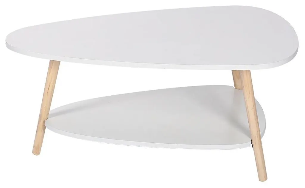 Table basse triangulaire blanche en bois avec rangement style moderne