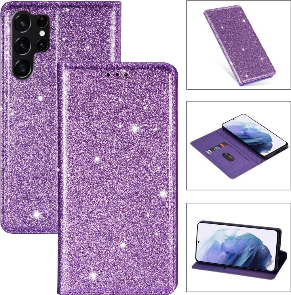 Samsung Galaxy S25 Ultra Hülle - Coverup Glitzer Klapphülle - Violett