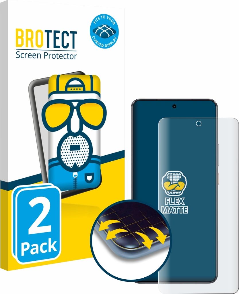 2x BROTECT Fullscreen Schutzfolie für realme GT 7 Displayschutz Folie Fullcover Matt Entspiegelungsfolie