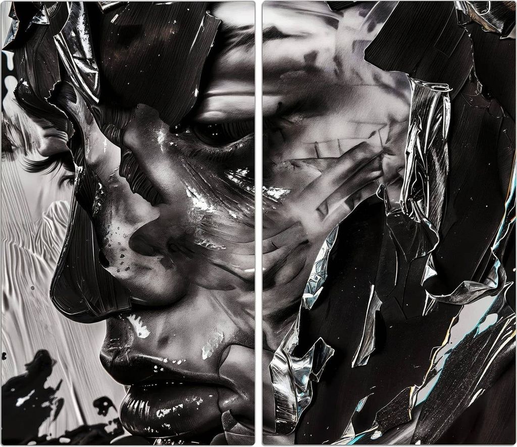 Spritzschutz Herdabdeckplatte Schneidebrett aus Glas Abstraktes Porträt 2-Teilig (60x52cm)
