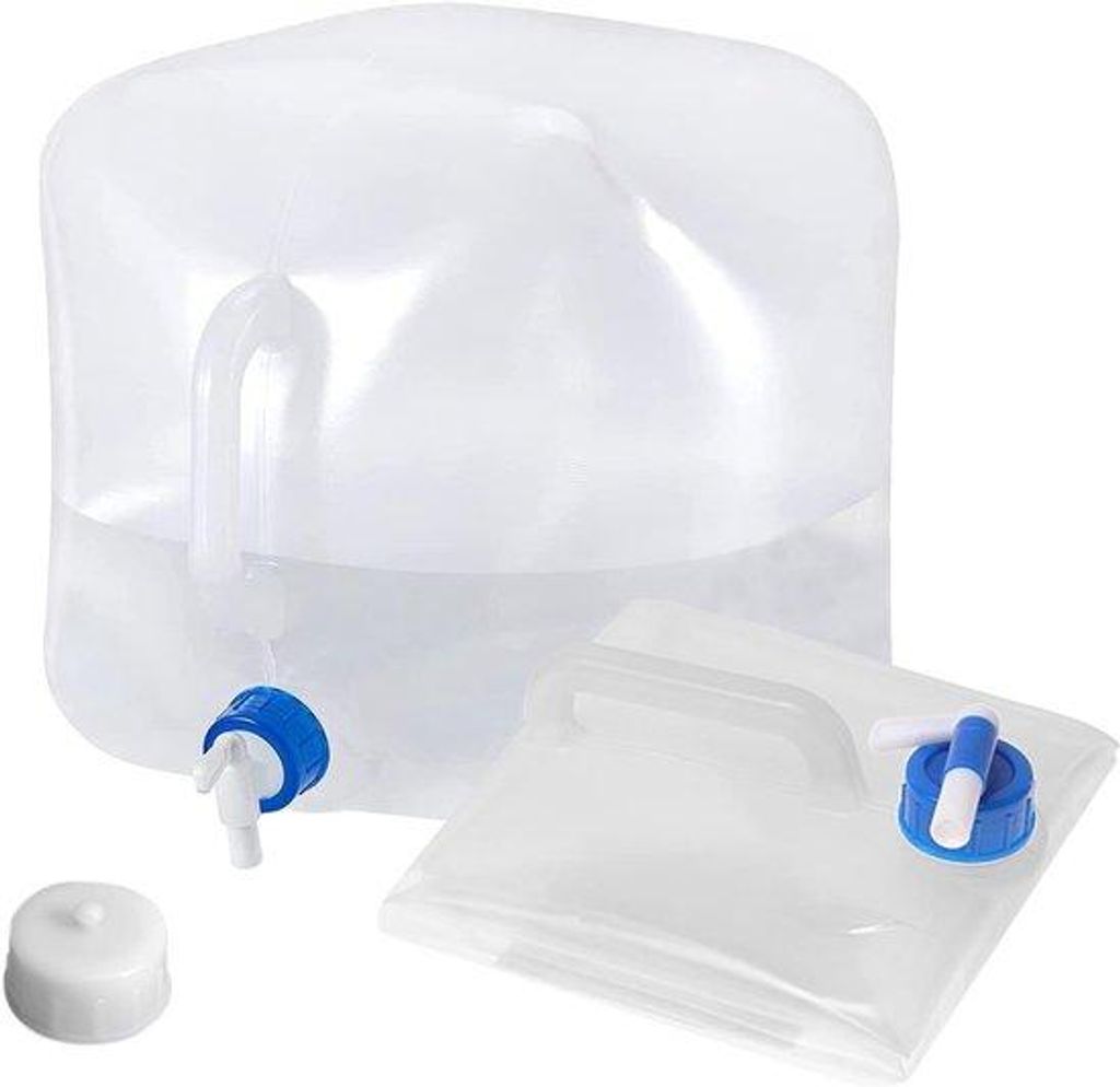 2-stücks Opvougbare Wasserbehälter herstellbar 10L, inklappbare Trinkwasserbehälter mit Schlauchverschluss, tragbarer Wasserflaschenhalter mit G...