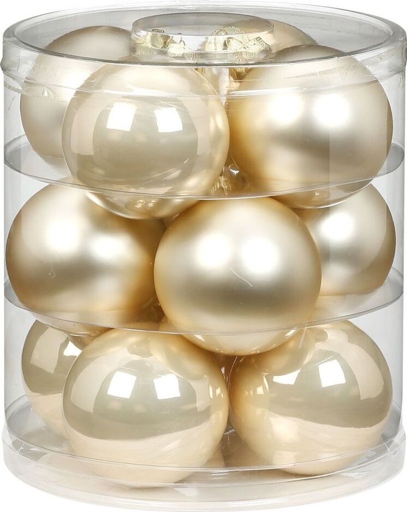 Weihnachtskugeln Glas 8cm, 12 Stück, Farbe:perle - Produktbild 1