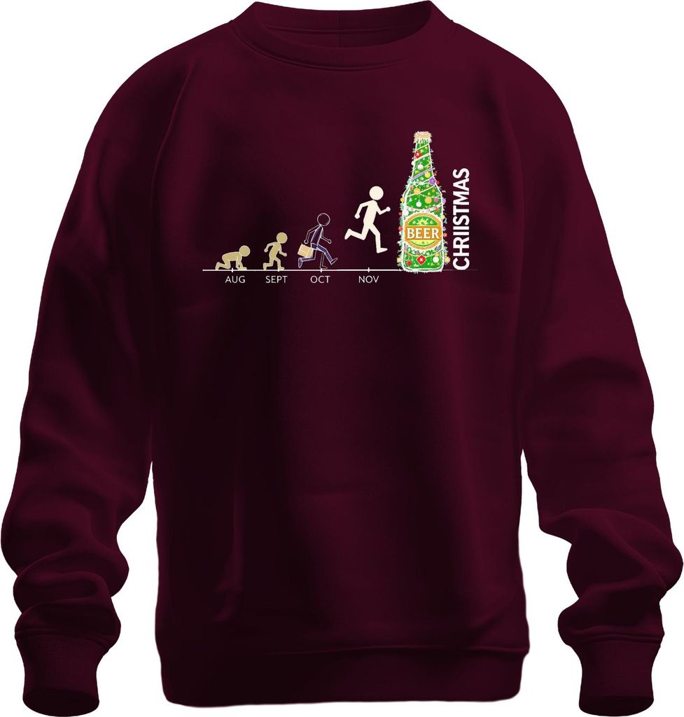 Weihnachten BEER Weihnachtsbier Bier Countdown Weihnachtsbaum Lus Uni Sweatshirt Pullover, Burgundy, XL