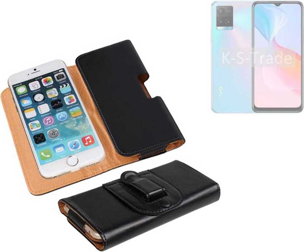 K-S-Trade Schützhülle Handyhülle kompatibel mit Vivo Y21s Holster Gürtel Tasche Schutzhülle Handy-Tasche Smartphone Case Seitentasche schwarz 1x