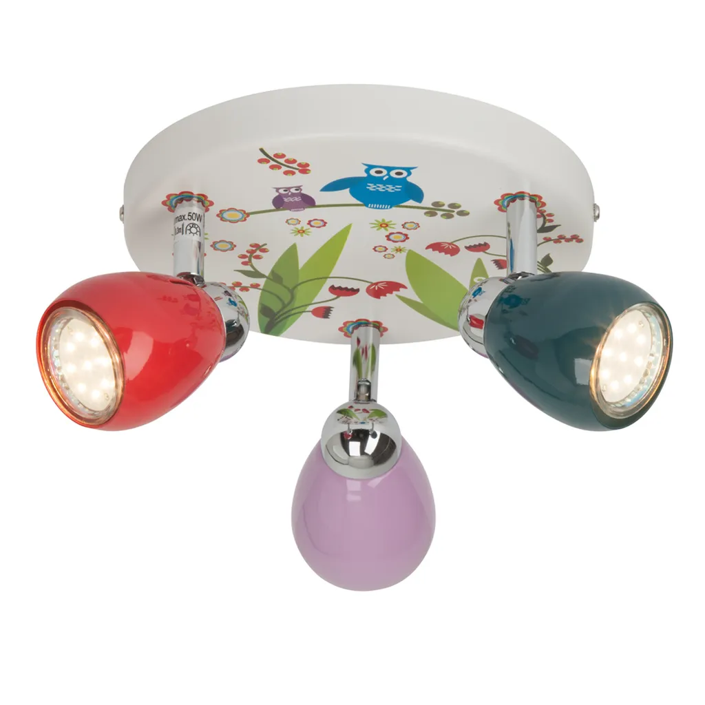 Plafonnier Enfant Birds avec 3 Spots Orientables en Métal Multicolore - 3