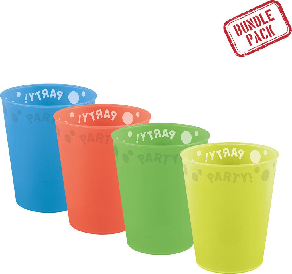 Mehrweg Becher 250 ml | 4 Stück Multicolor