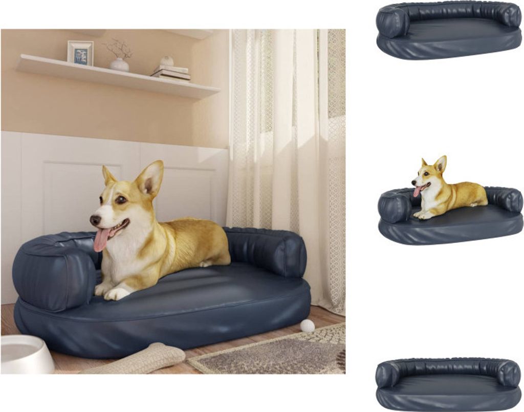 vidaXL Hundebett Ergonomisch Schaumstoff Dunkelblau 88x65cm Kunstleder - Hundebetten