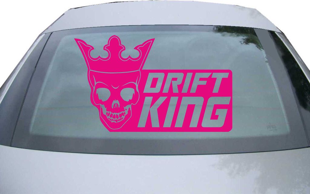Indigos UG - Aufkleber Heckscheibe & Motorklappe DE2170 - pink - 600x366 mm - Drift King - Auto Scheiben Fenster Heckklappe Tuning Racing JDM - Die...