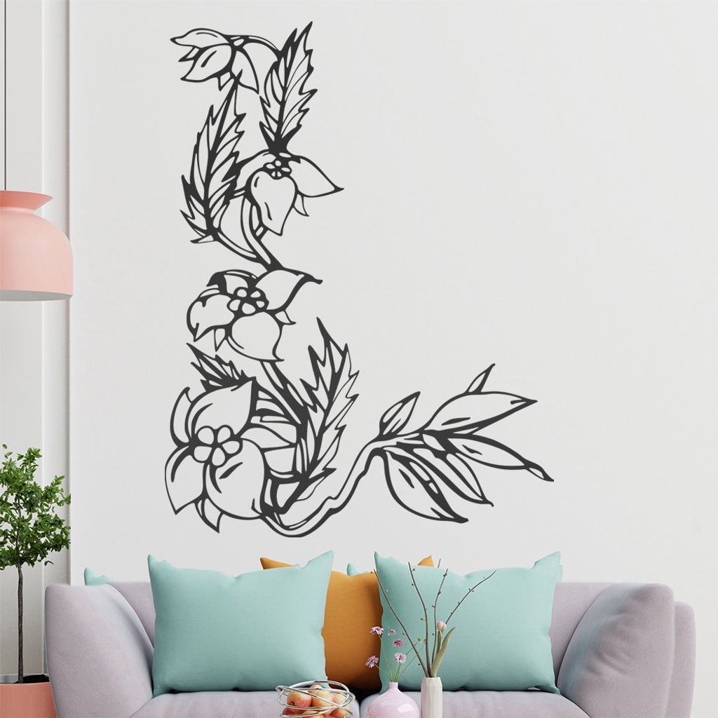 Herbst Blüten Wandtattoo in 6 Größen - Wandaufkleber Wall Sticker - Dekoration, Küche, Wohnzimmer, Schlafzimmer, Badezimmer