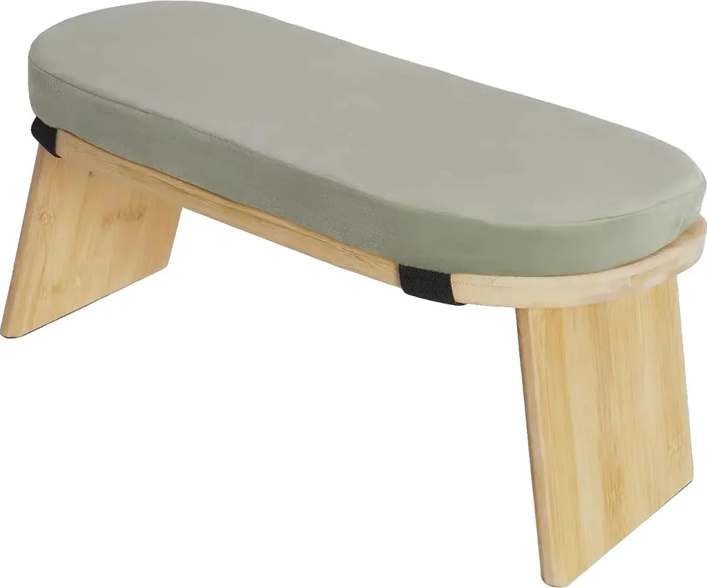 Banc de méditation ergonomique vert avec assise rembourrée et pliable