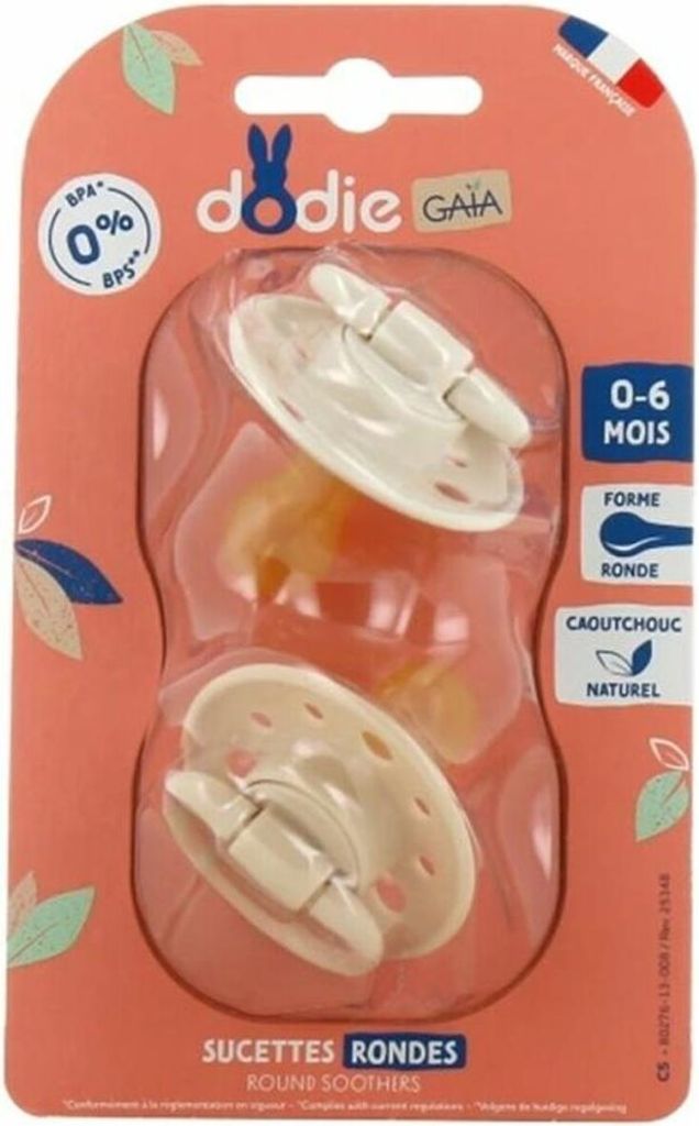 DODIE GAIA Gummischnuller Duo - Rund - 0-6 Monate - Sandkorn