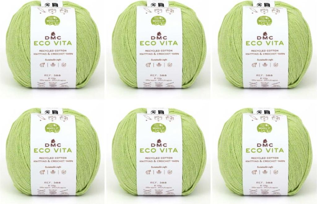 6x DMC Eco Vita – Garn aus 80 % recycelter Baumwolle & 20 % recycelten Fasern, 388, (Farbe 138)
