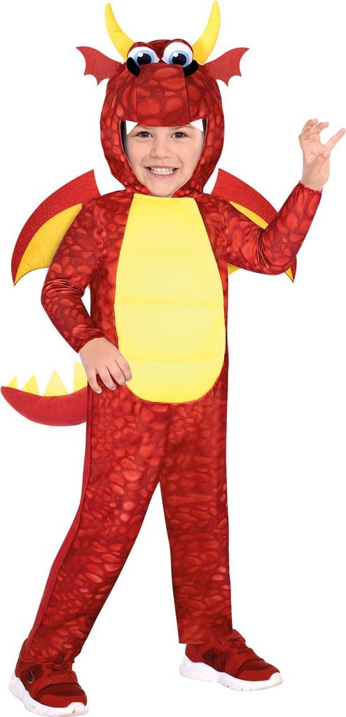 Amscan Kinderkostüm Drache Junior, Polyester, rot/gelb, Produktbild 