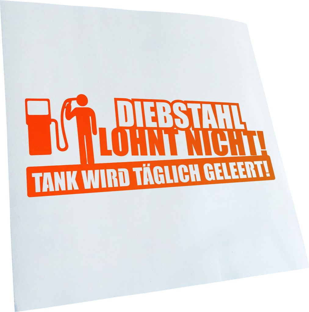 Kiwistar - Autoaufkleber - Diebstahl lohnt Nicht! Tank Wird täglich geleert. Heckscheibenaufkleber - Aufkleber für Auto Kfz Fahrrad, LKW, Truck Mofa