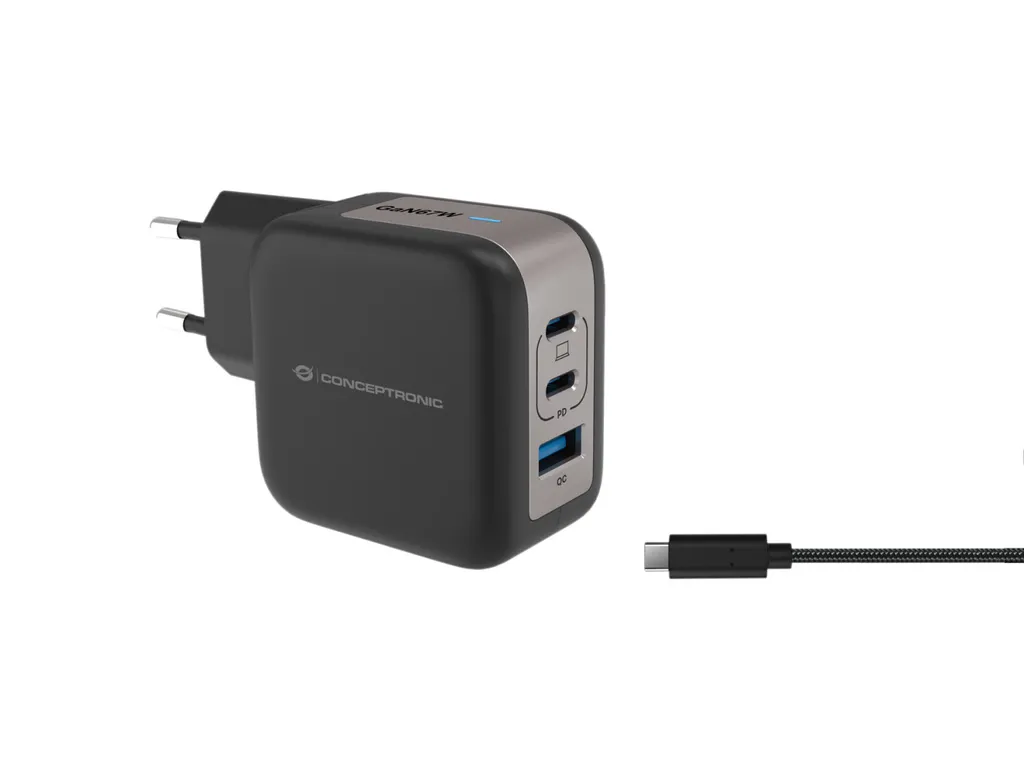 Chargeur rapide 67W GaN Conceptronic ALTHEA17B Noir avec 2x USB-C PD