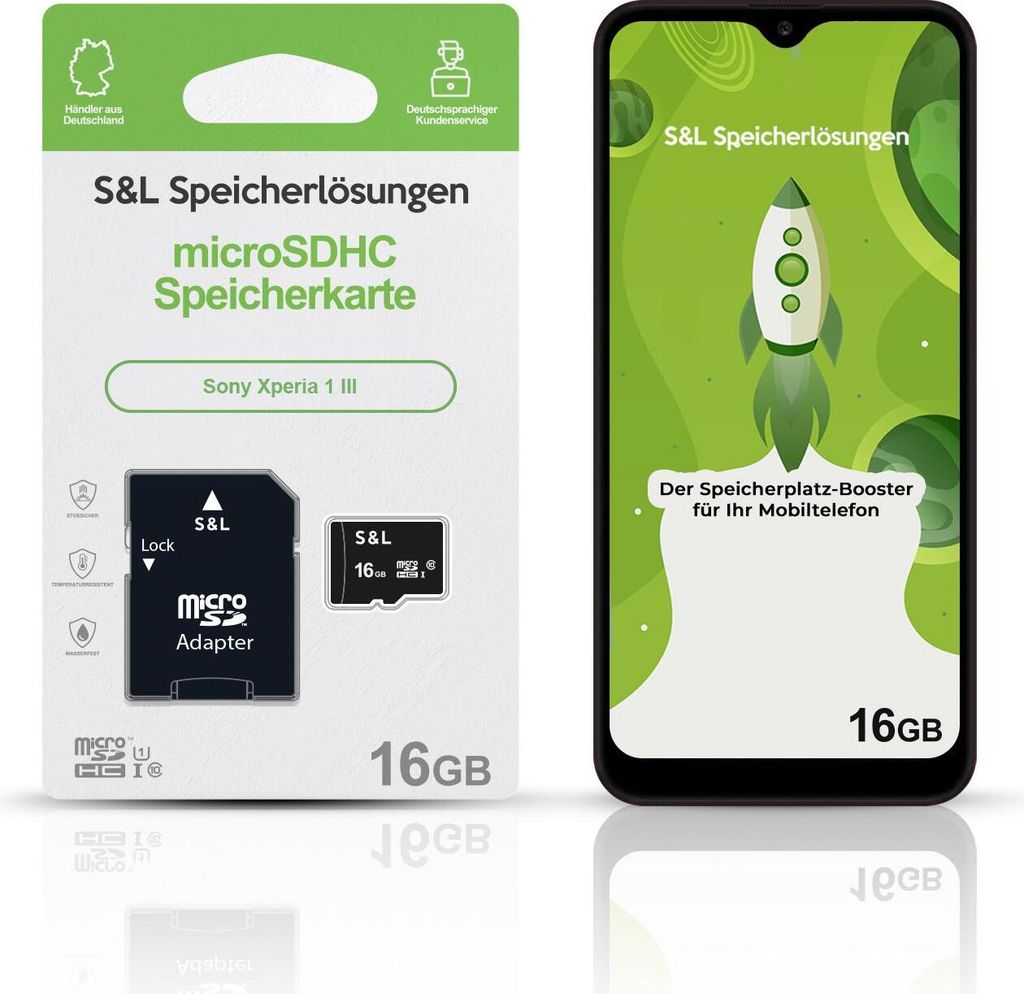 microSD Speicherkarte S&L für Sony Xperia 1 III - Speicherkapazität: 16 GB