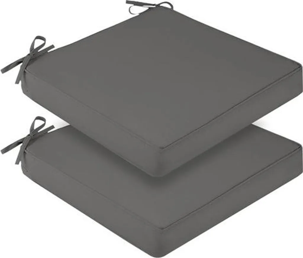 Coussin de chaise imperméable gris foncé 48x48x10cm lot de 2 haute densité