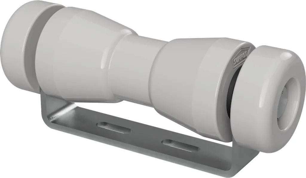 Rullo per chiglia in poliuretano con supporto incl. tappi di chiusura rimorchio per barca zincato SUPROD, 180 mm (+ EC), grigio
