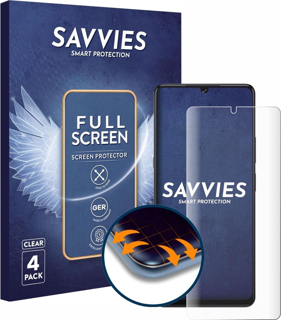 4x Savvies Fullscreen Schutzfolie für Cubot X100 Displayschutz Folie Fullcover Klar Transparent