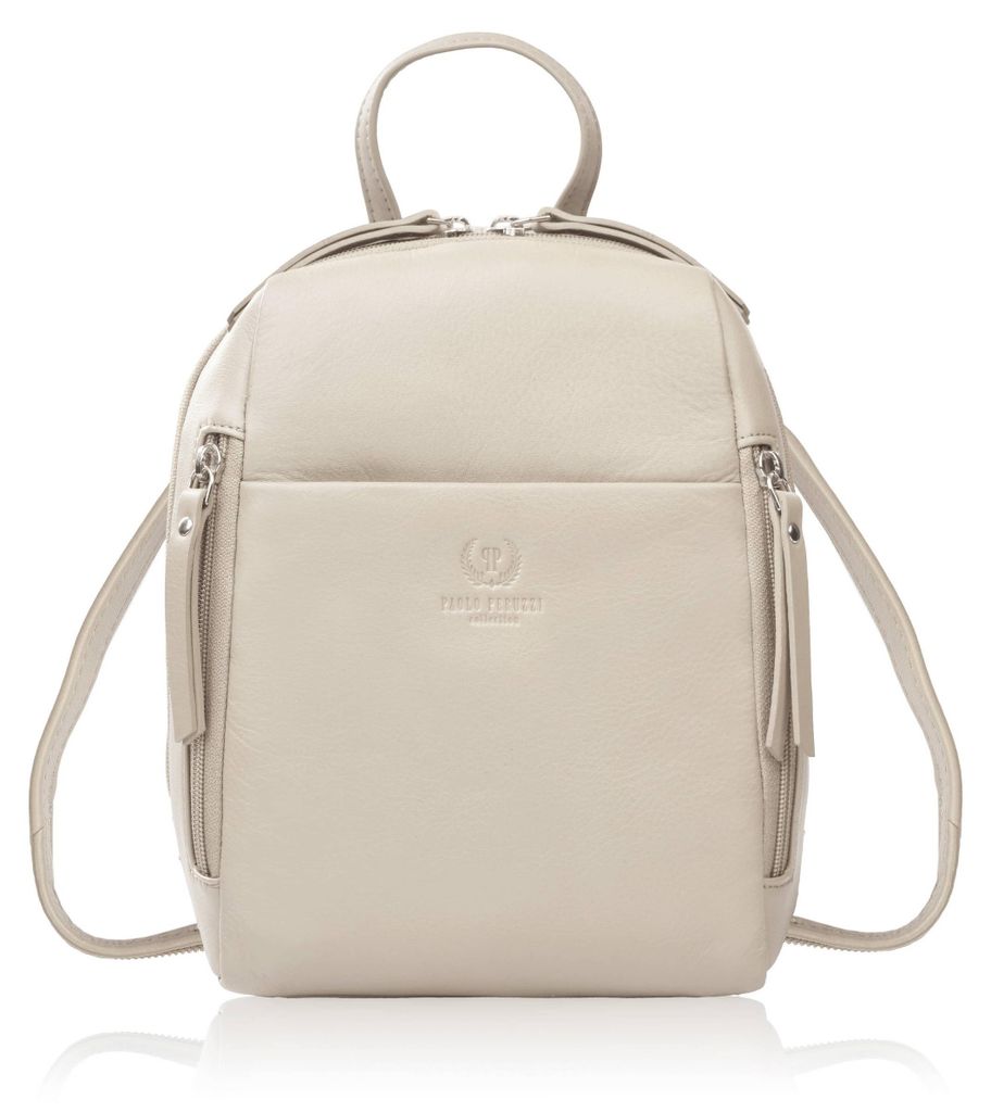 Damen Leder City Rucksack klein beige elegant Paolo Peruzzi AY-26-BG