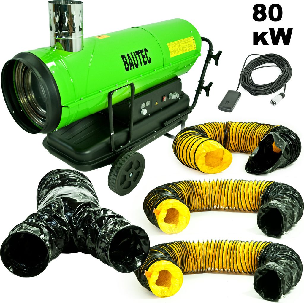 BAUTEC Ölheizgebläse 80 kW » Profiset mit 3 Schläuchen, Produktbild 1