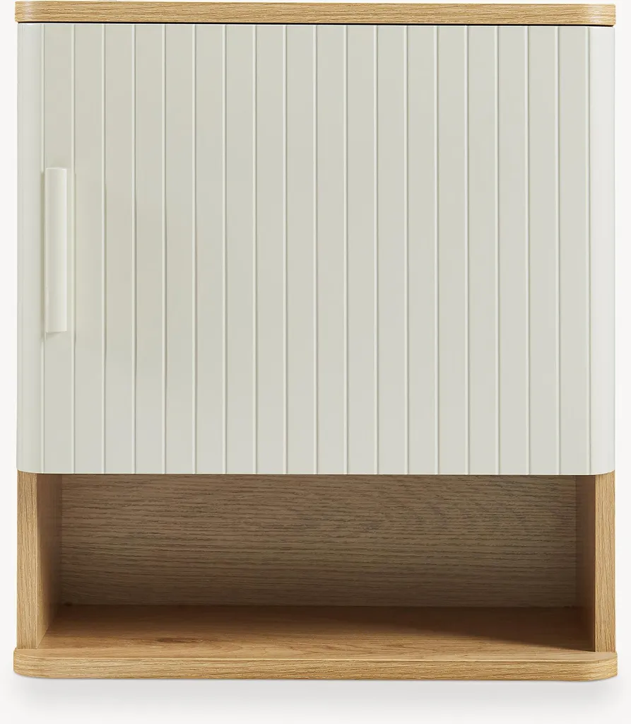 Armoire murale pour petits espaces 50cm chêne sable : rangement fermé - 6