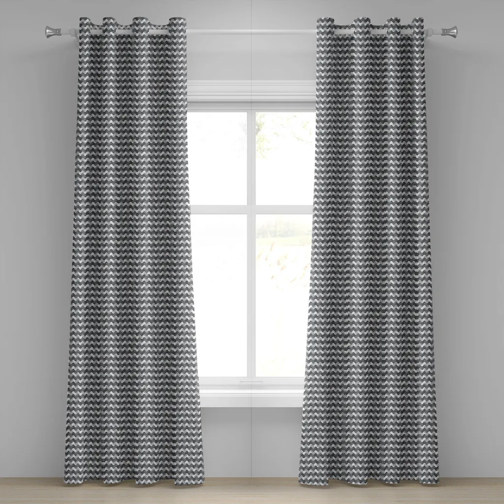 Rideaux gris anthracite design minimaliste ondulé 280x245 cm style rétro