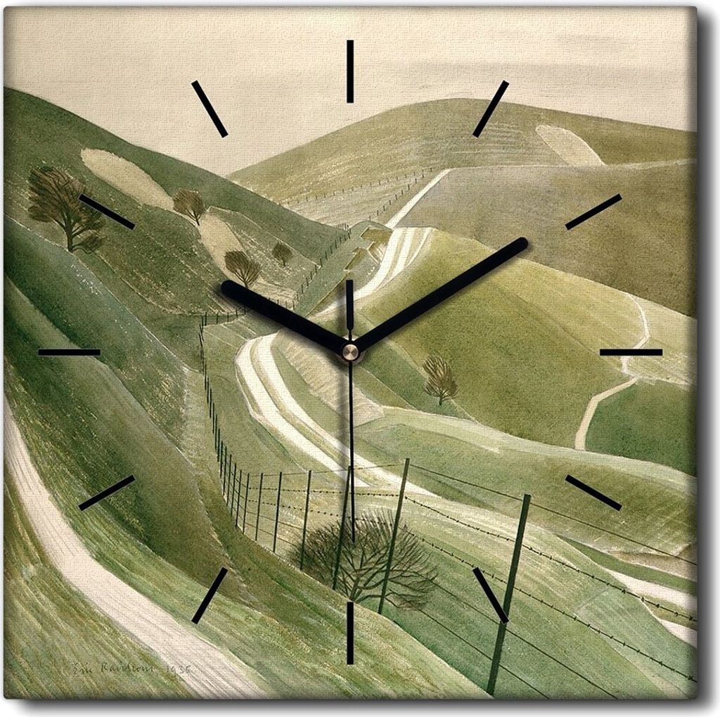 Coloray Uhr auf Leinwand 30x30 cm Wand Uhr Dekoration Wohnzimmer Segeltuch schwarze Hände -Eric Treatious Road.