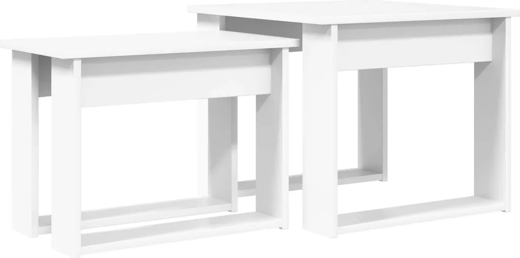 SYFAX™ Set 2 Tavolini Caffè Bianco Legno Multistrato | Design Salotto