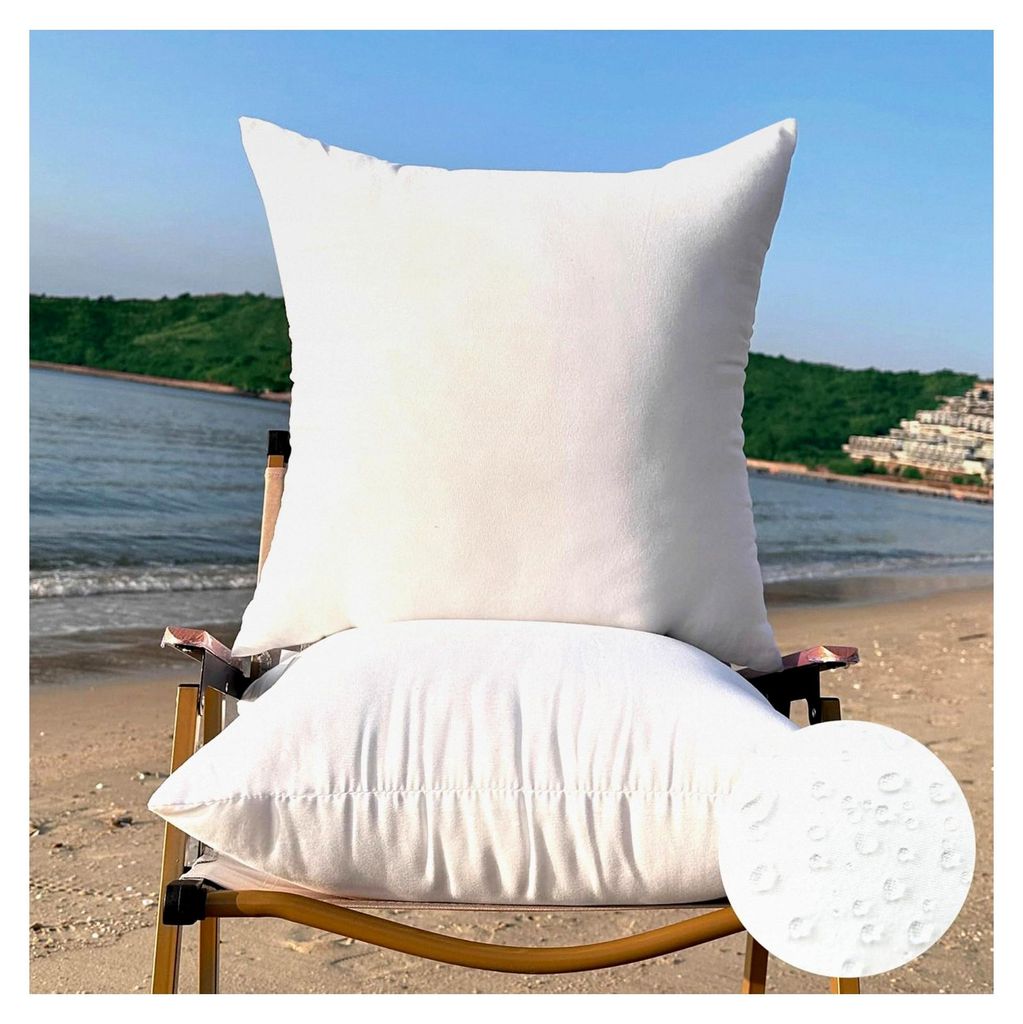 Outdoor-Kisseneinlage, groß, wasserabweisend, für Terrassenmöbel, dekorative Veranda, Couch, quadratisches Sofakissen, Weiß, 55 x 55 cm, 2 Stück