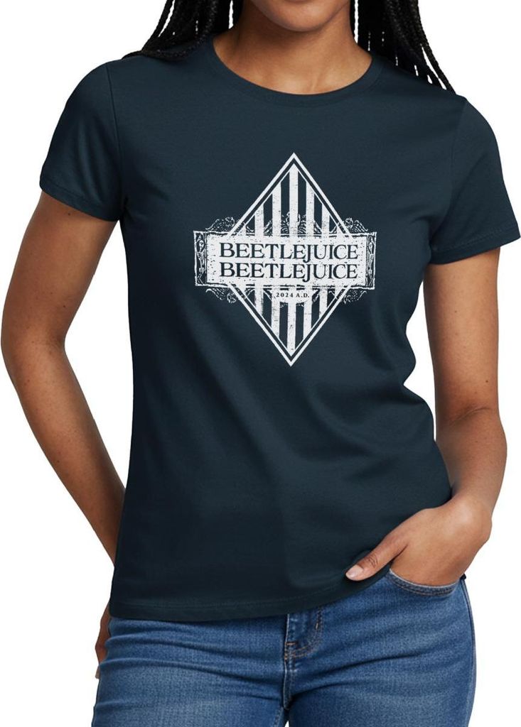 Spreadshirt Beetlejuice 2 Logo Frauen T-Shirt, S, Navy