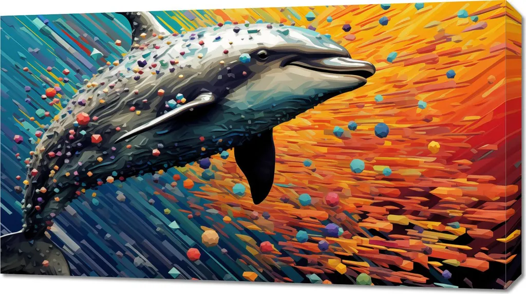 Quadro Moderno Delfino Colorato 90x50 - Wall Art Design Contemporaneo