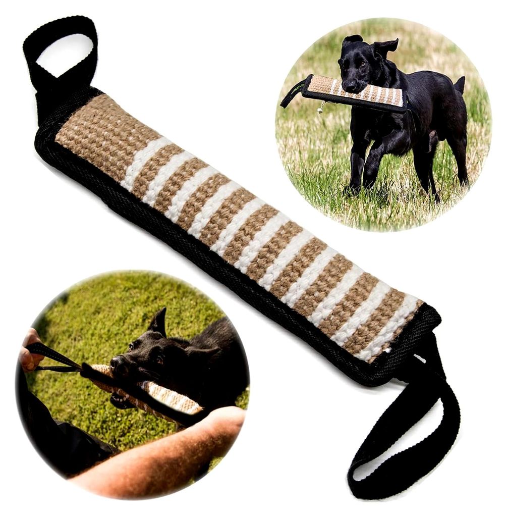 Beißwurst für Hunde, 30 cm, robustes Hundespielzeug für K9-Training, Tauziehen und Zerrspiele, mit zwei Schlaufen