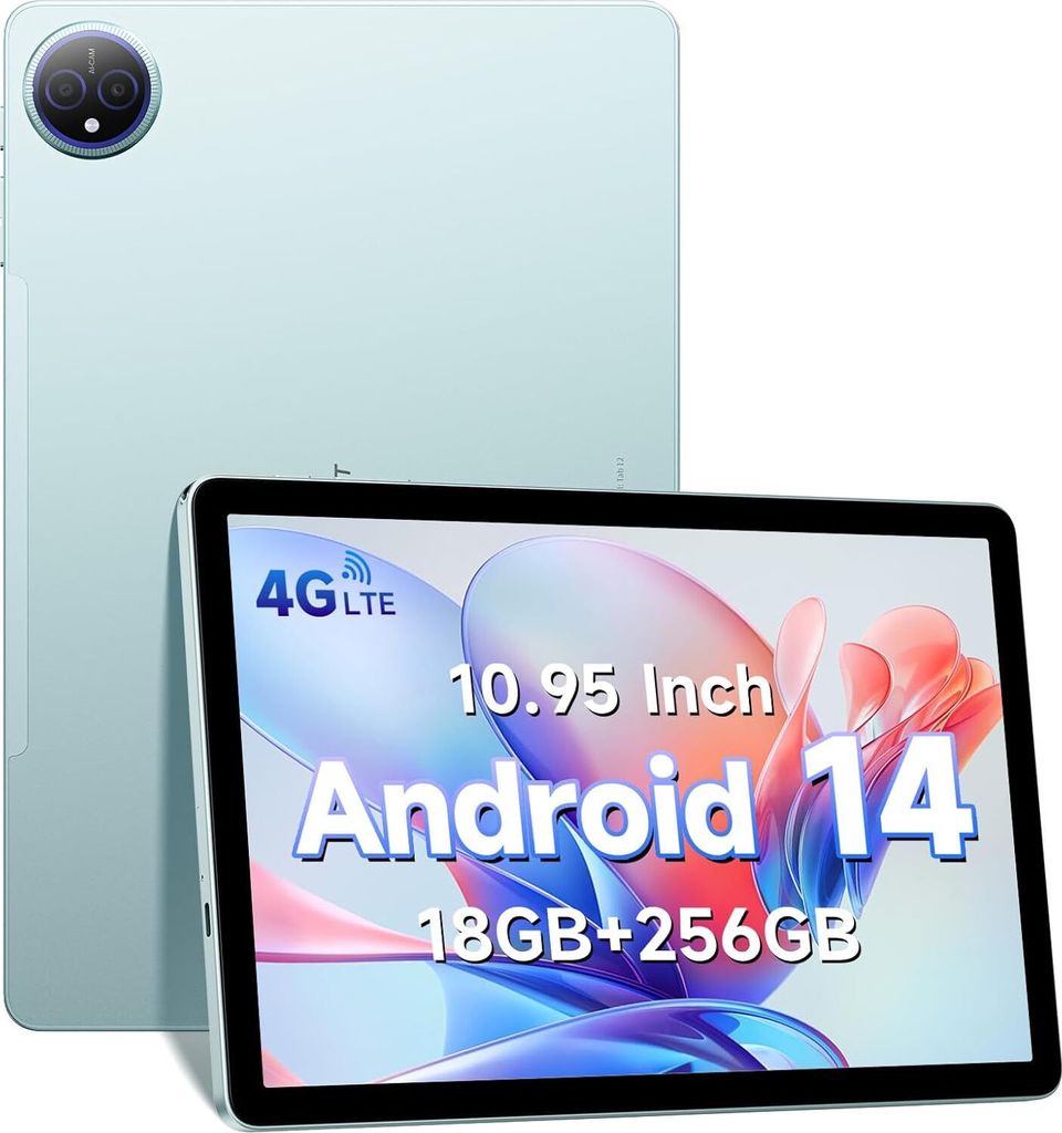 FOSSiBOT Tab12 4G LTE Android Tablet 10.4 Zoll, FHD 2K IPS 18GB (6+12) + 256GB 1TB TF Karte, 14 OS, Octa-Core T606 7000mAh Akku, 5MP 13MP Kamera,
