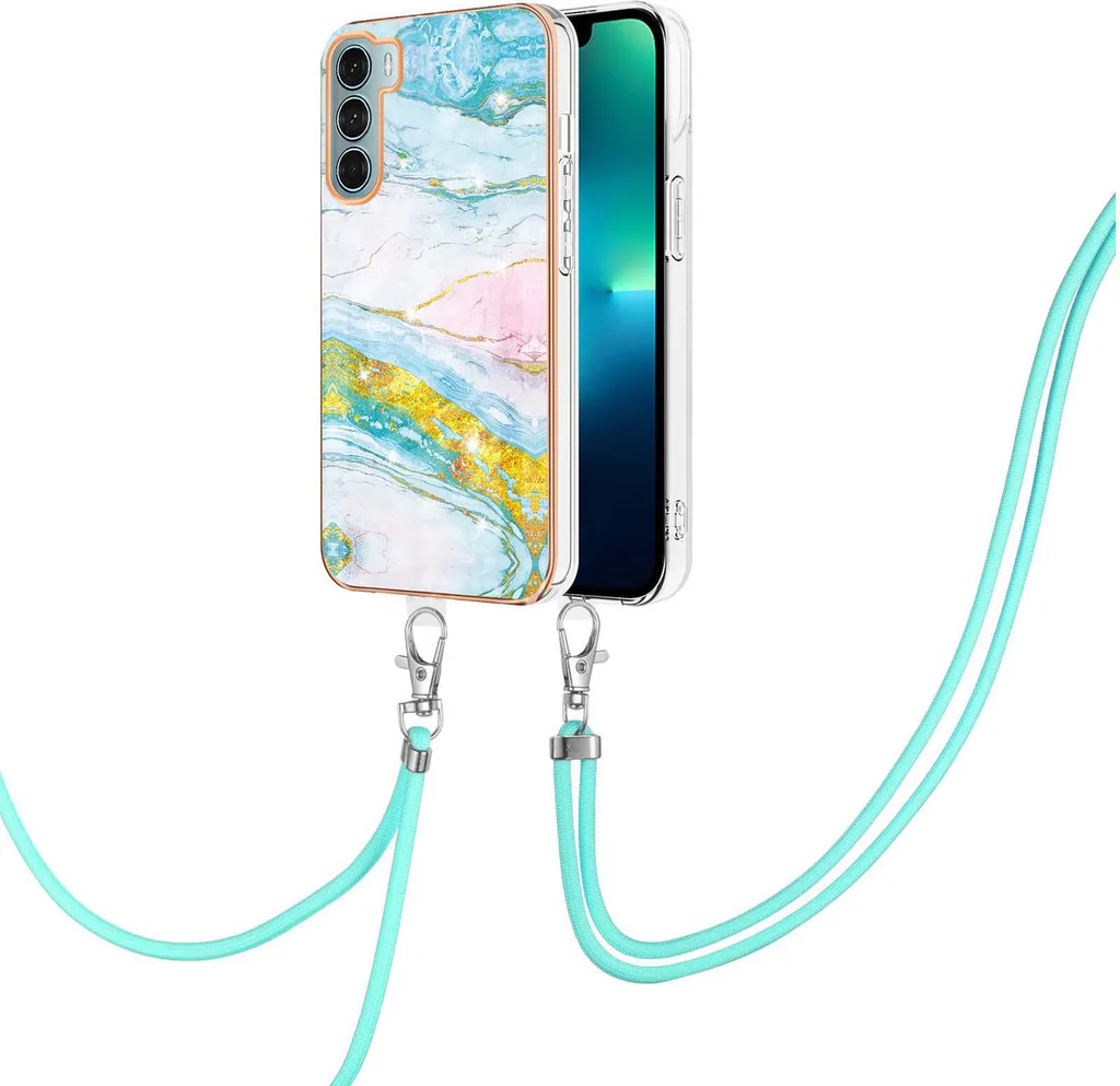 Cover Moto G200 per Mamme: Turchese con Tracolla Anti-Caduta