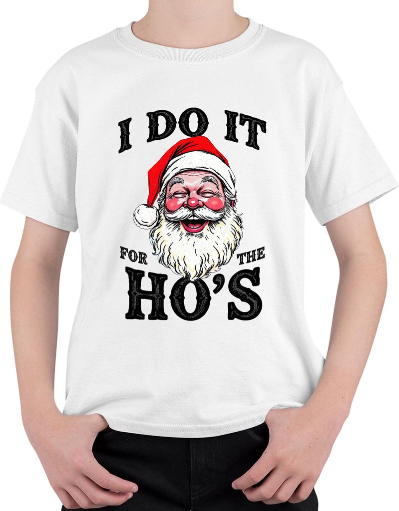 I DO IT FOR THE HO'S Weihnachtsmann Humor lustig Weihnachten Uni Kinder T-Shirt, Weiß, 104