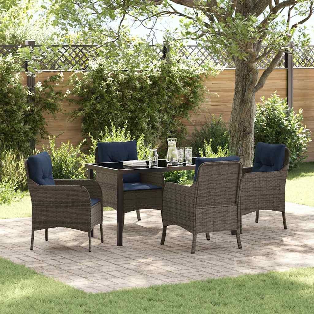 Maison Exclusive - Garten Essgruppe mit Kissen 5 pcs Grau Poly-Rattan