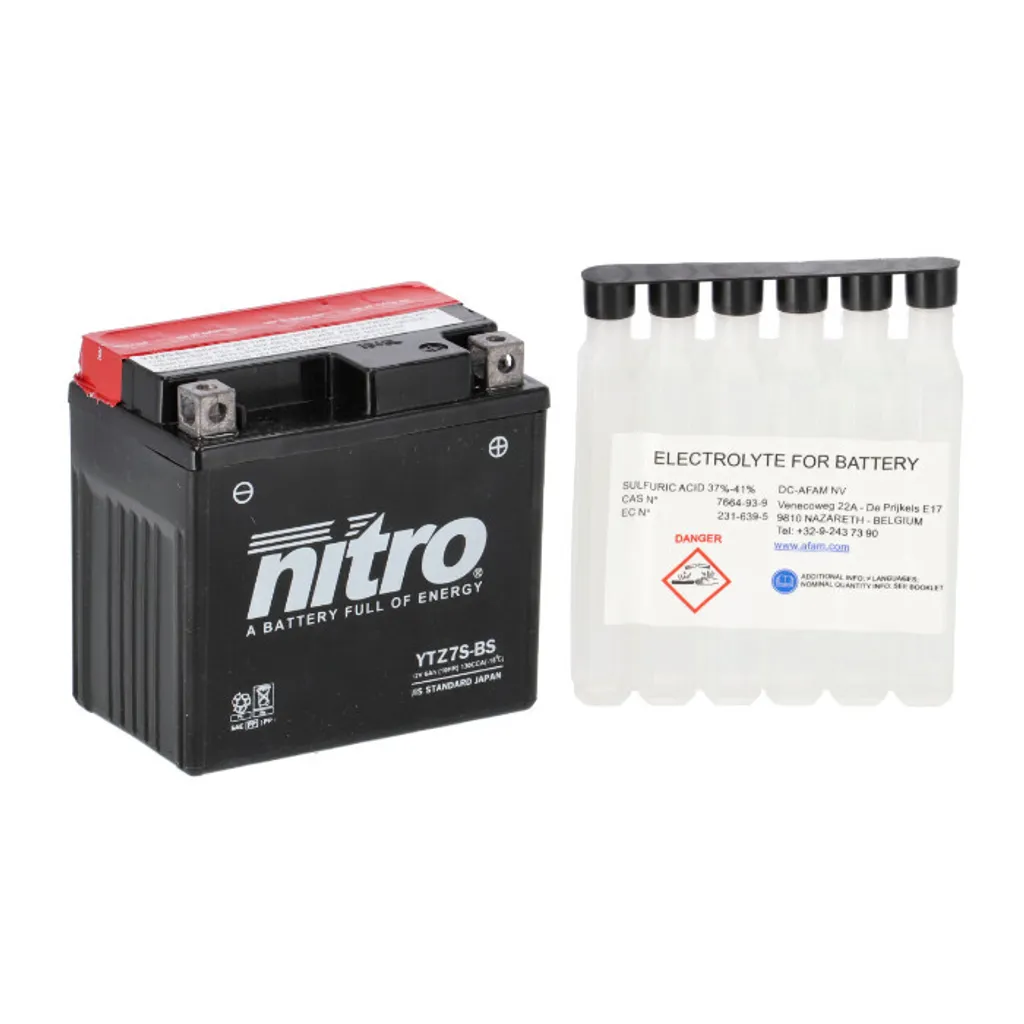 Batterie Nitro NTZ7S YTZ7S 6Ah MF Haute Performance pour Moto et Scooter