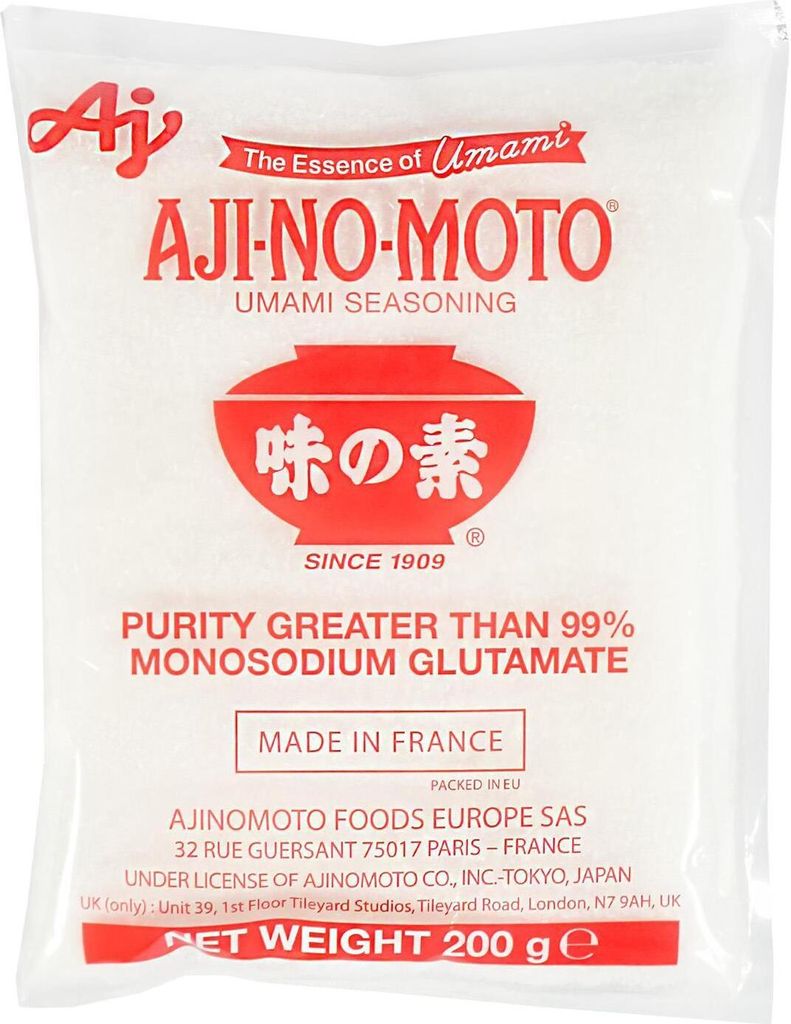A bag of Ajinomoto Umami Seasoning.