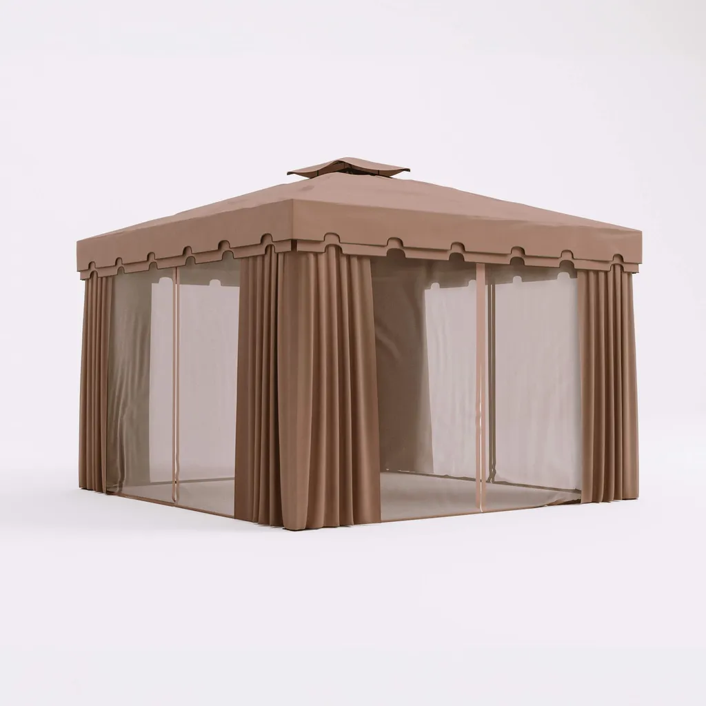 Tonnelle de jardin 3x3 m Nuxia Rebecca aluminium noir et beige marron