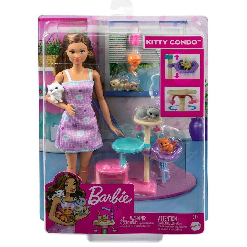 Barbie-pop en krabpaal voor katten, speelset met Productafbeelding 
