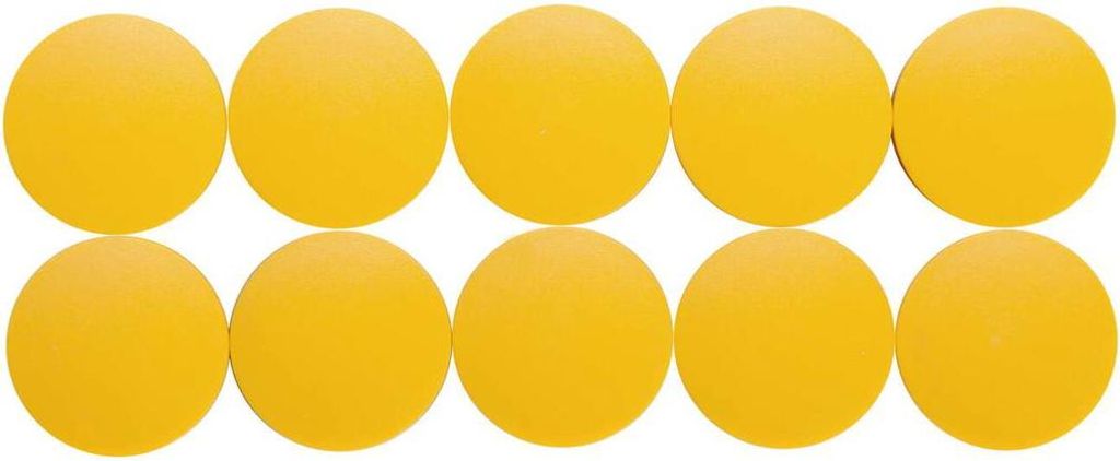 MAUL Magnet rund 10 Stück 2,5 kg Kunststoff Ferrit bruchsicher erodiert lackiert Ø 3.8 x 1.55 cm gelb