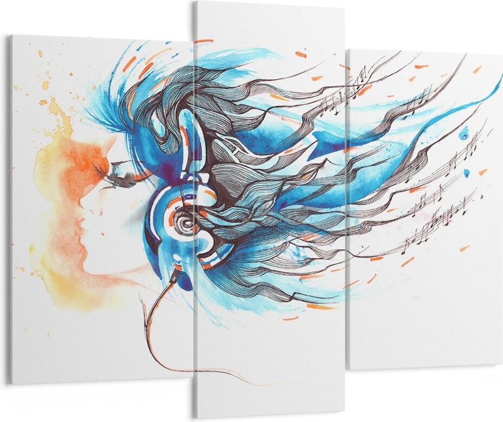 Bild auf Leinwand - Leinwandbild - disco dj Mädchen Abbildung - 130x100cm - Wand Bild - Wanddeko - Leinwanddruck - Bilder - Kunstdruck - Wanddekor...