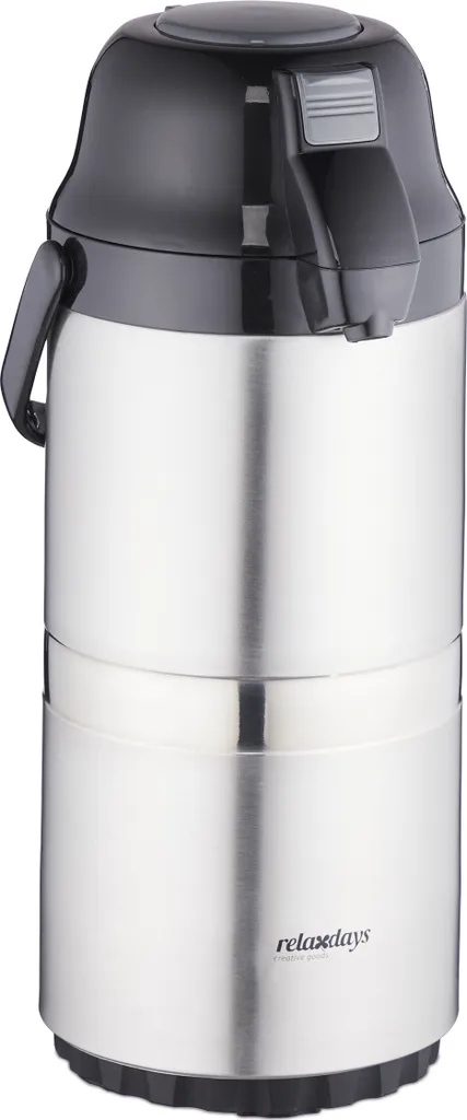 Relaxdays Caraffa a Pompa 3 Litri - Termos Caffè Professionale Inox