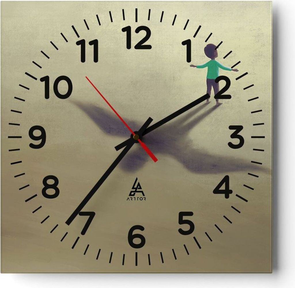 Wanduhr - Quadrat - Glasuhr - Kind Symbol Vogel - 40x40cm - Schleichendes Uhrwerk - Lautlos - zum Aufhängen bereit - Dekoration Modern - Wanddekor...