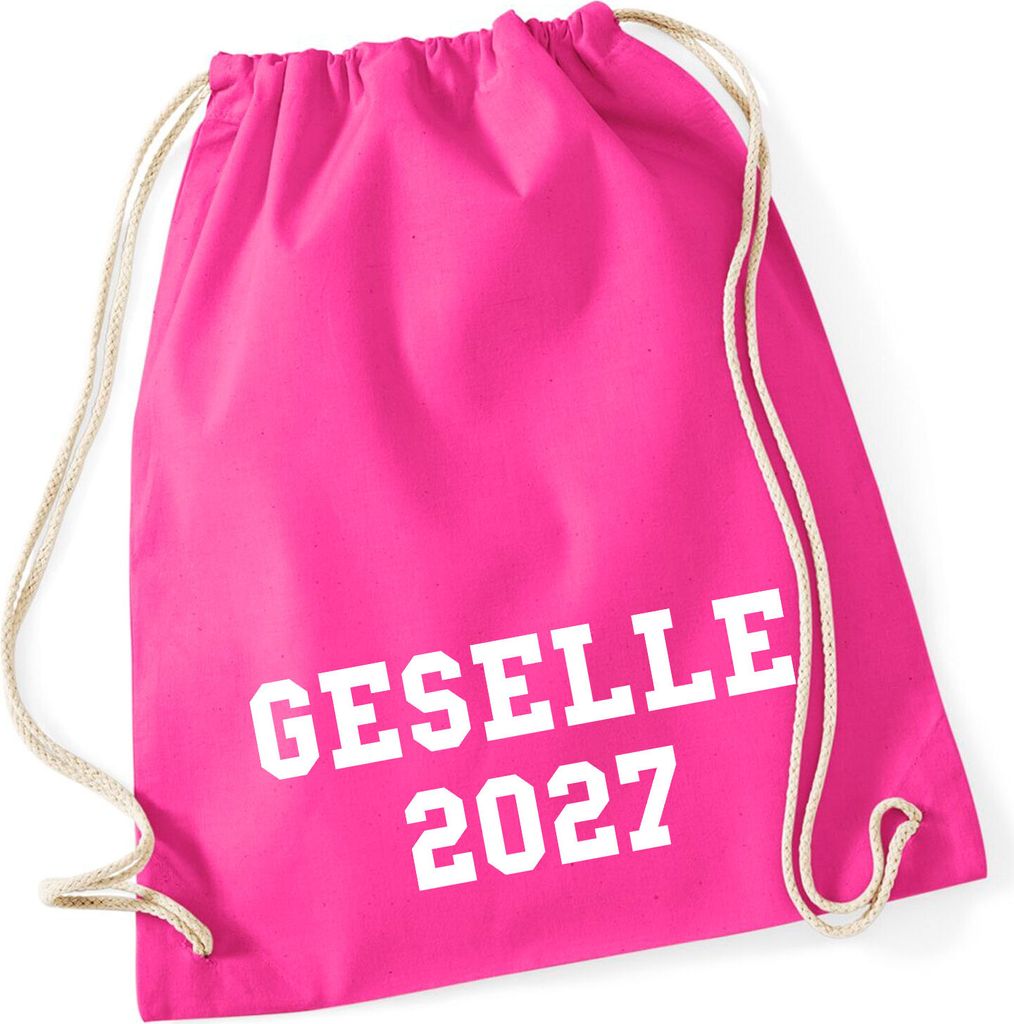 Huuraa Turnbeutel Geselle 2027 Ausbildung 12 Liter Fuchsia Baumwolle Rucksack Geschenkidee